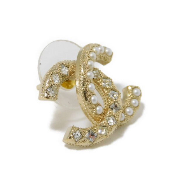 Chanel Pearl Crystal Coco Mark Earrings - Image 4
