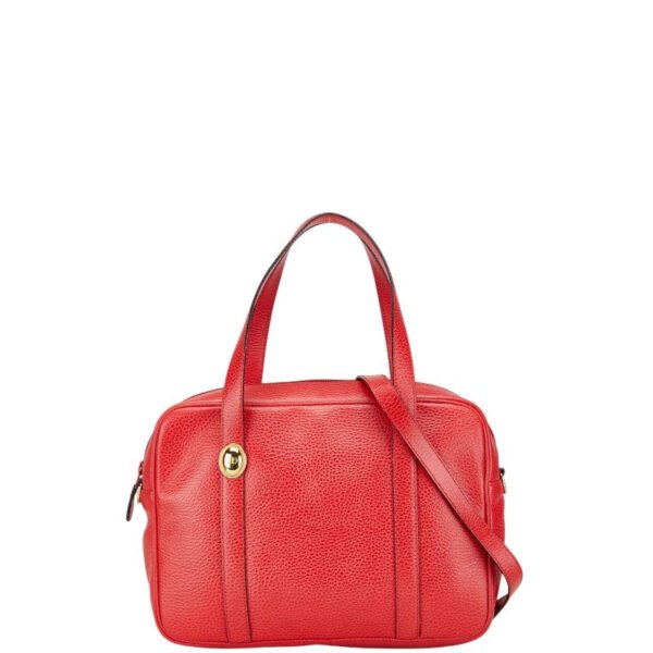 Dior Leather 2WAY Handbag Shoulder Bag Red