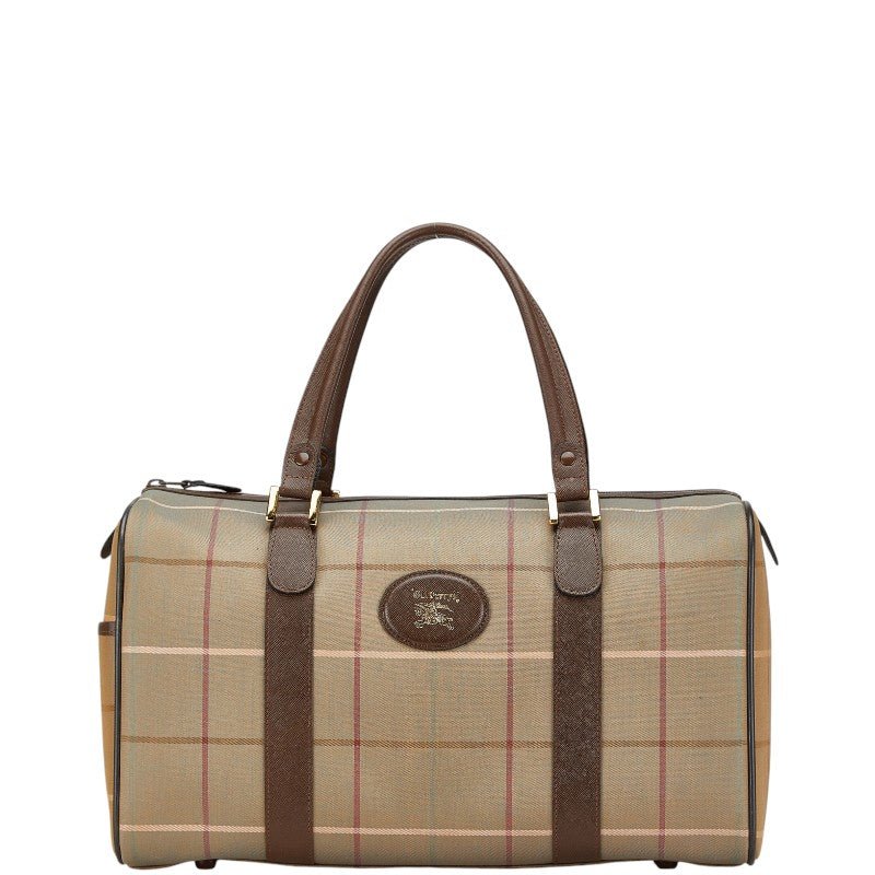 Burberry Canvas Leather Check Boston Bag
