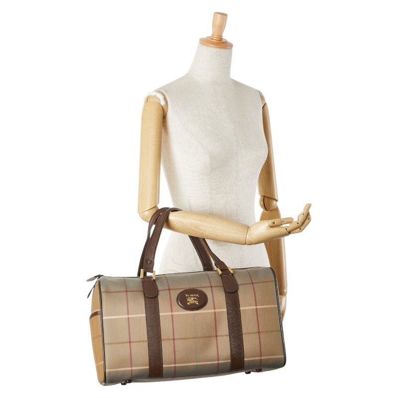 Burberry Canvas Leather Check Boston Bag - Image 8
