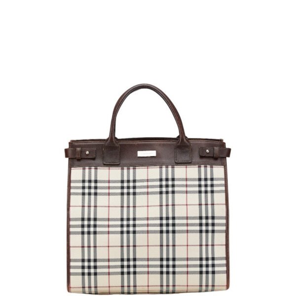 Burberry Nova Check Canvas Leather Tote Bag