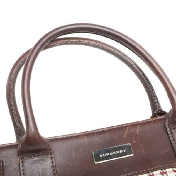 Burberry Nova Check Canvas Leather Tote Bag - Image 5