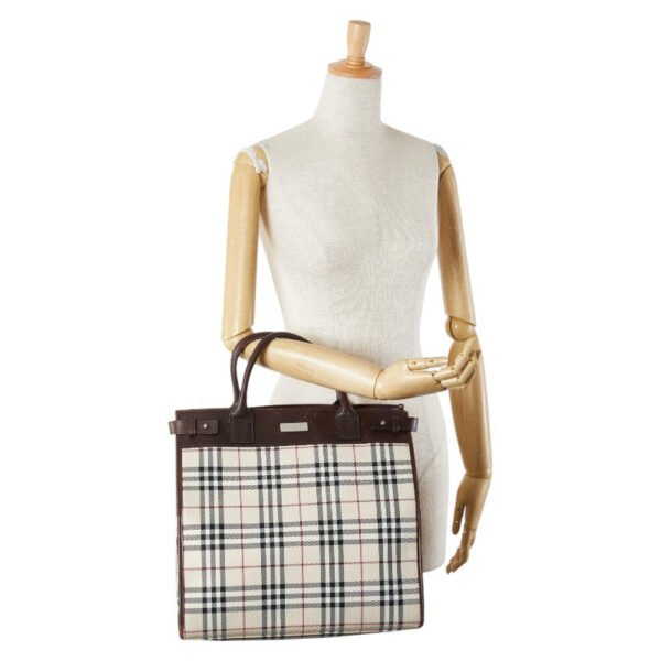 Burberry Nova Check Canvas Leather Tote Bag - Image 8