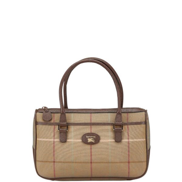 Burberry Check Canvas Leather Handbag