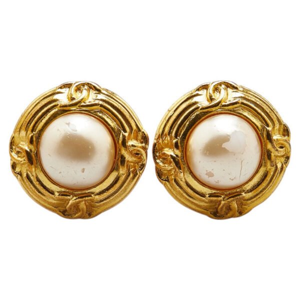 Chanel Vintage Coco Mark Earrings Gold Plated - Image 2