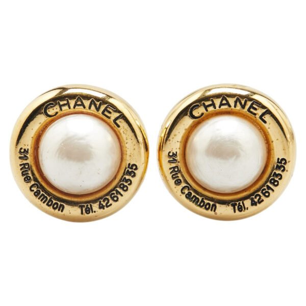 Chanel Vintage Coco Mark Earrings Gold Plated - Image 2