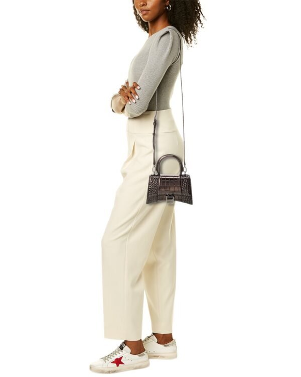 Balenciaga Hourglass Xs Croc-Embossed Leather Top Handle Satchel - Image 4
