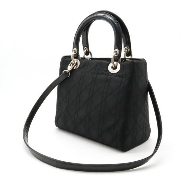 Dior Lady Dior Cannage Nylon Handbag Black - Image 2