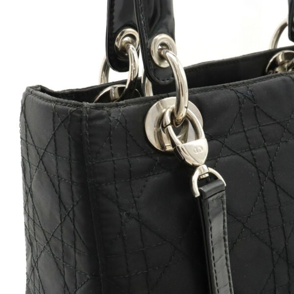 Dior Lady Dior Cannage Nylon Handbag Black - Image 7