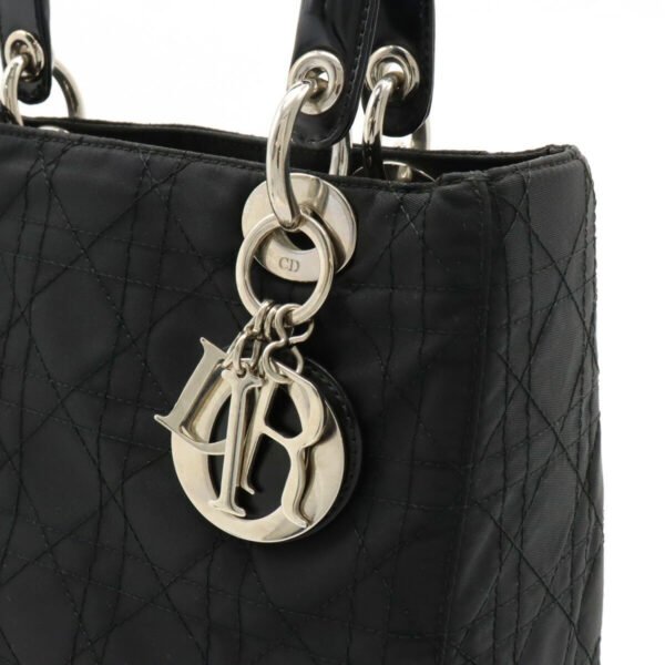 Dior Lady Dior Cannage Nylon Handbag Black - Image 8