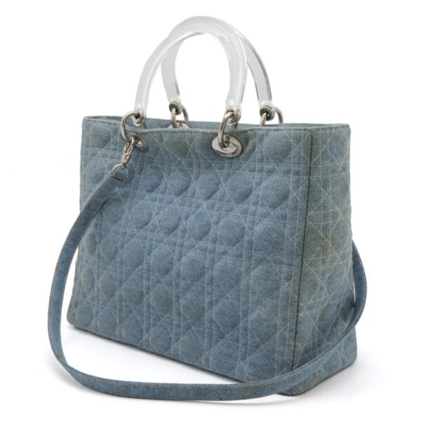 Dior Lady Dior Cannage Denim Handbag - Image 2