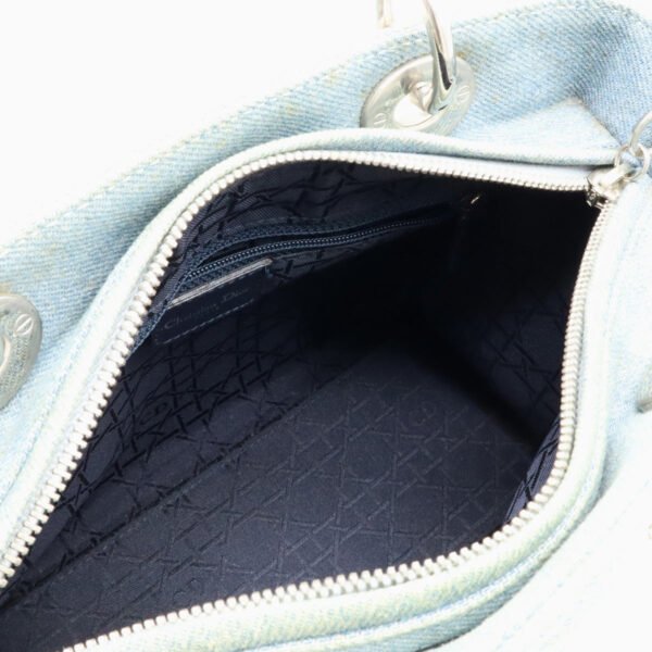 Dior Lady Dior Cannage Denim Handbag - Image 6