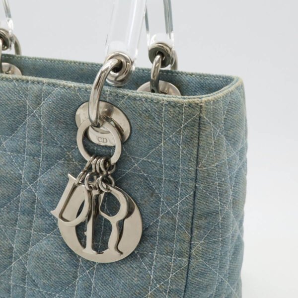 Dior Lady Dior Cannage Denim Handbag - Image 8