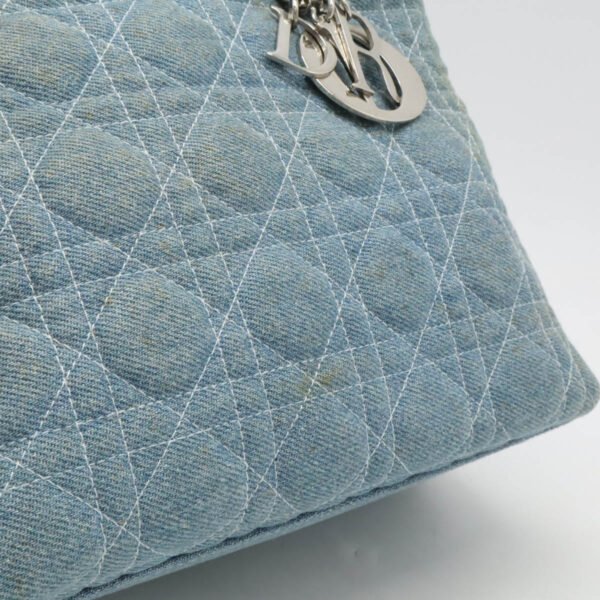 Dior Lady Dior Cannage Denim Handbag - Image 9