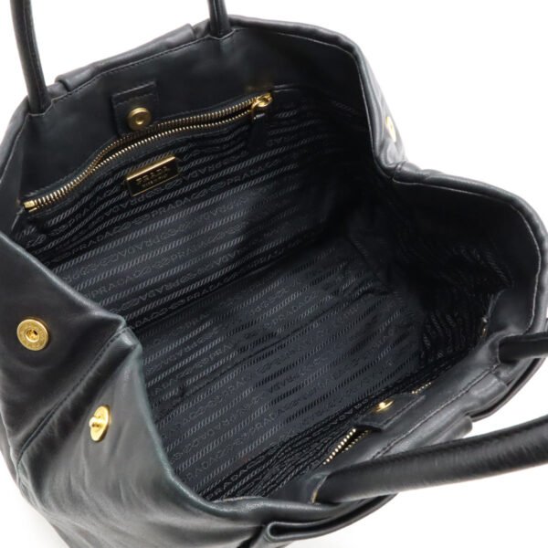 Prada Leather Tote Handbag Black - Image 5