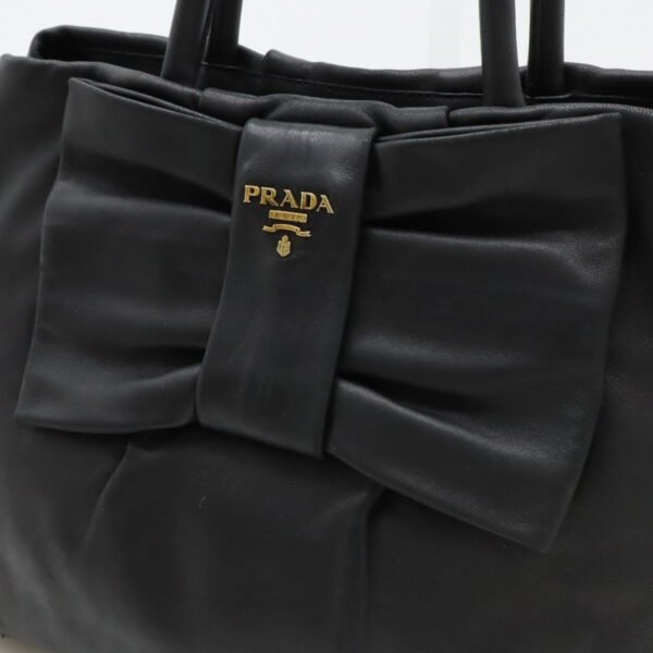 Prada Leather Tote Handbag Black - Image 8
