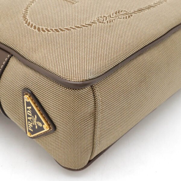 Prada Logo Jacquard Canvas Leather Shoulder Bag - Image 3