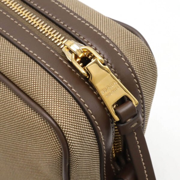 Prada Logo Jacquard Canvas Leather Shoulder Bag - Image 4