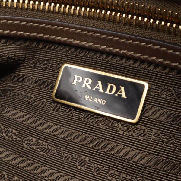 Prada Logo Jacquard Canvas Leather Shoulder Bag - Image 7