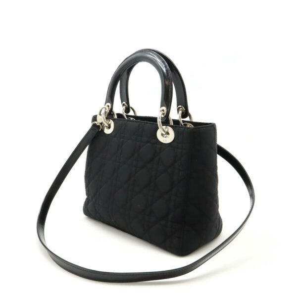 Dior Lady Dior Cannage Nylon Handbag Black - Image 2