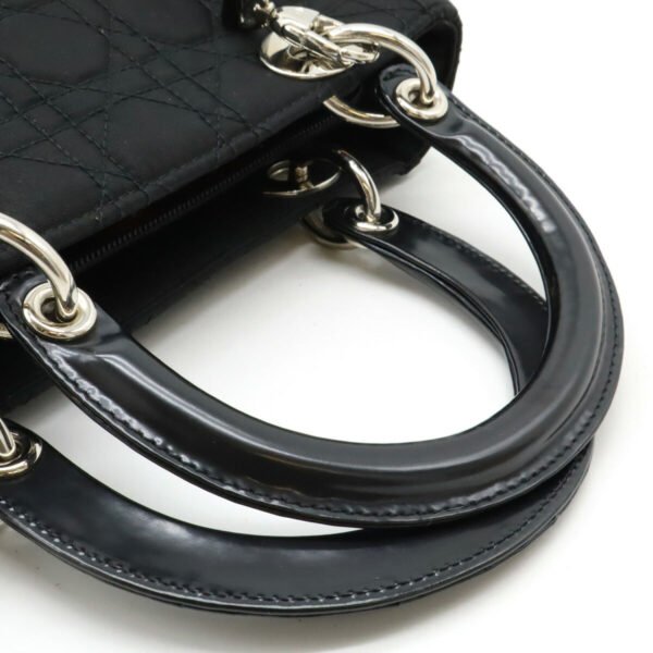 Dior Lady Dior Cannage Nylon Handbag Black - Image 4