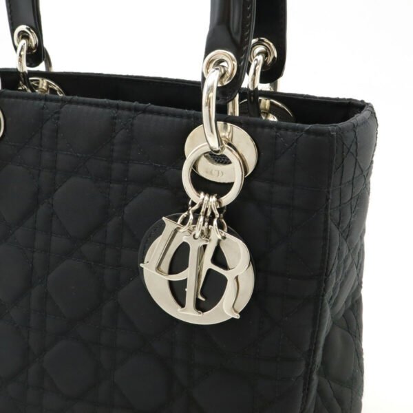 Dior Lady Dior Cannage Nylon Handbag Black - Image 9