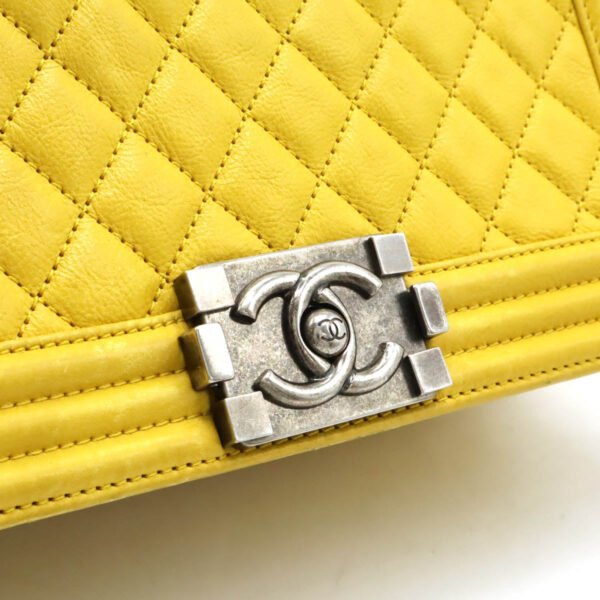 Chanel Boy Matelasse Leather Shoulder Bag Yellow - Image 8
