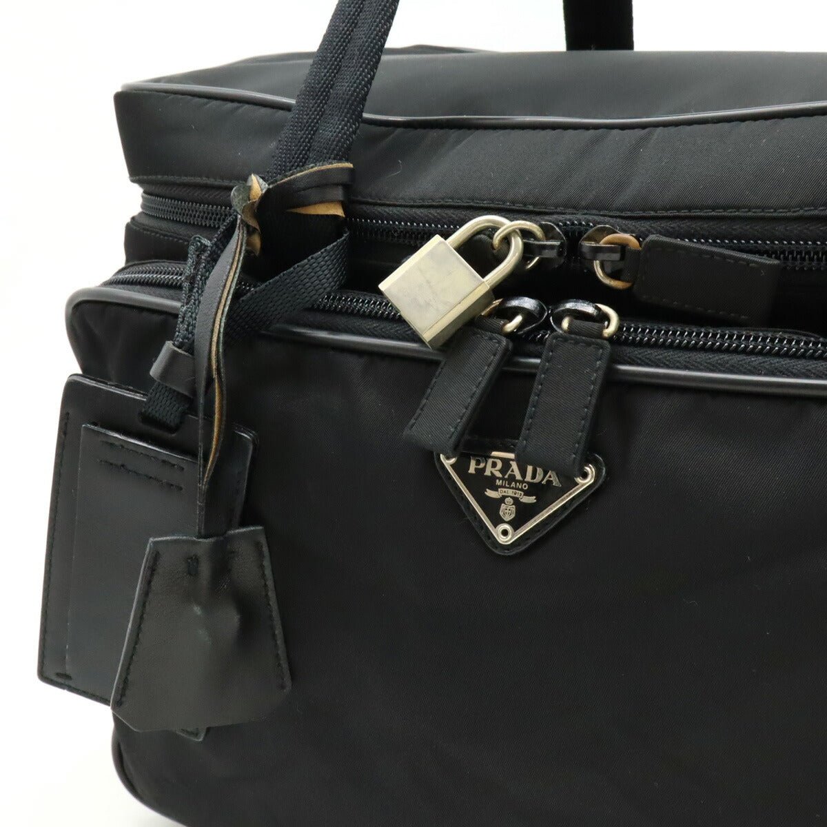 Prada Nylon Leather 2WAY Tote Bag Black - Image 9