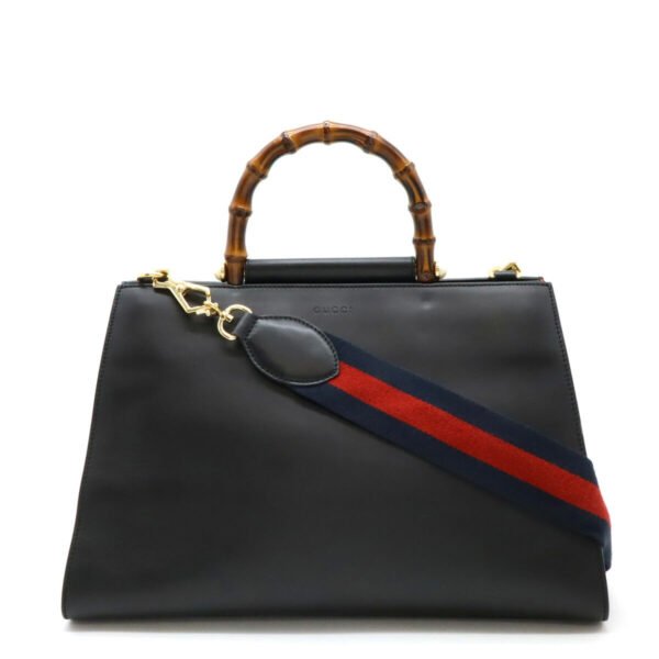 Gucci Bamboo Leather Handbag 2WAY Black