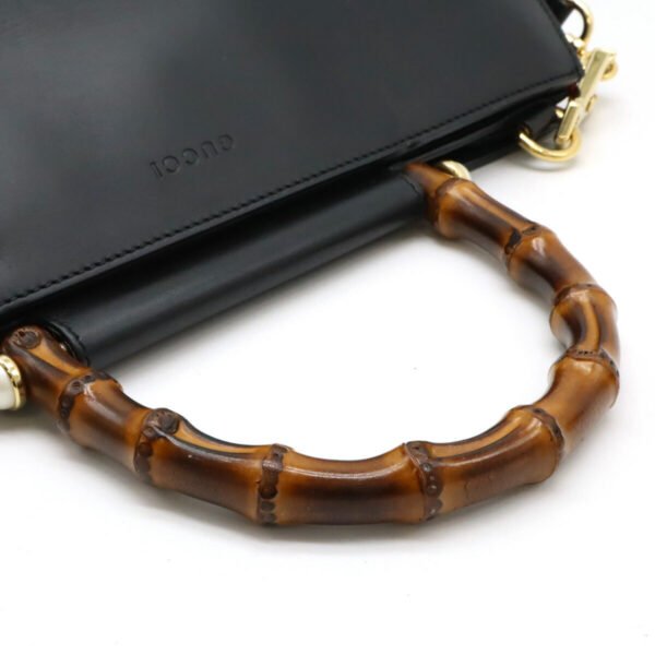 Gucci Bamboo Leather Handbag 2WAY Black - Image 4