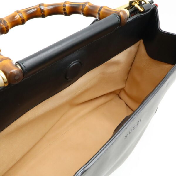 Gucci Bamboo Leather Handbag 2WAY Black - Image 5