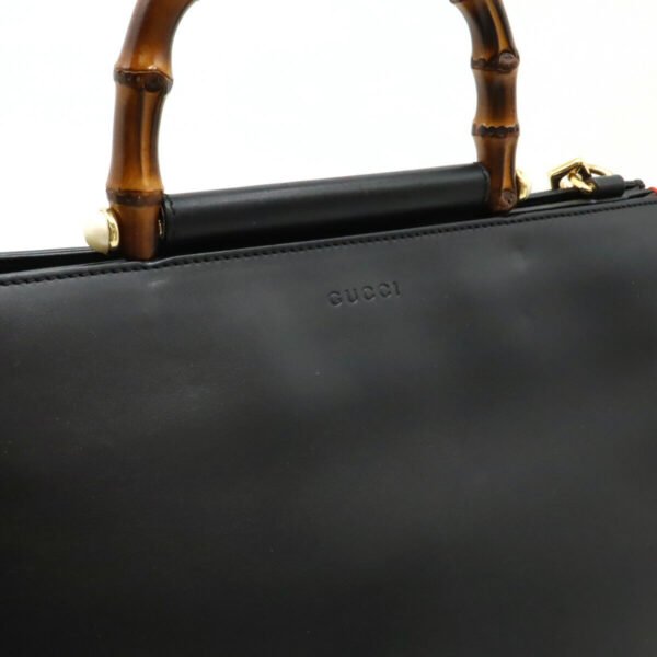 Gucci Bamboo Leather Handbag 2WAY Black - Image 8