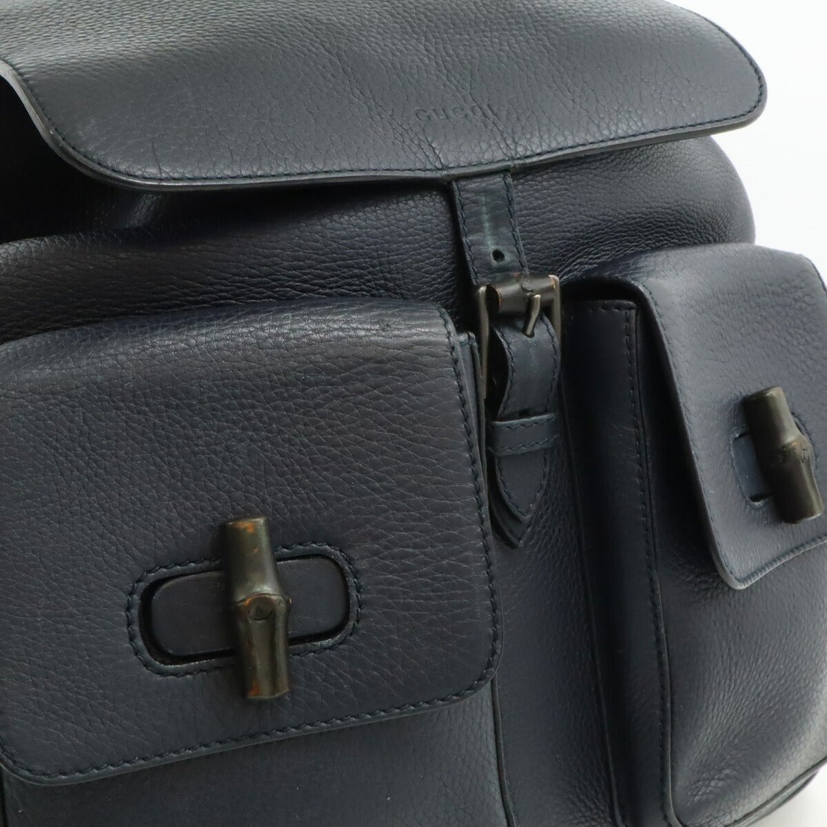 Gucci Bamboo Leather Backpack Navy 387097 - Image 5