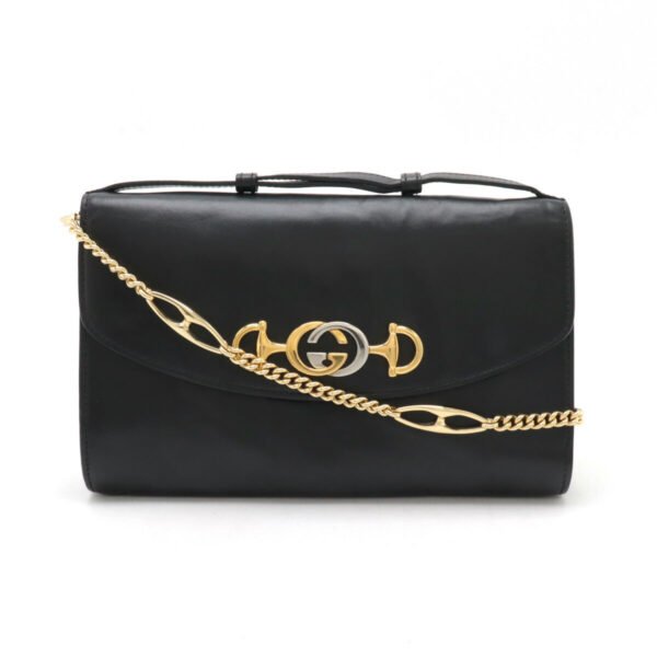 Gucci Zumi Leather Chain Shoulder Bag 2WAY Clutch