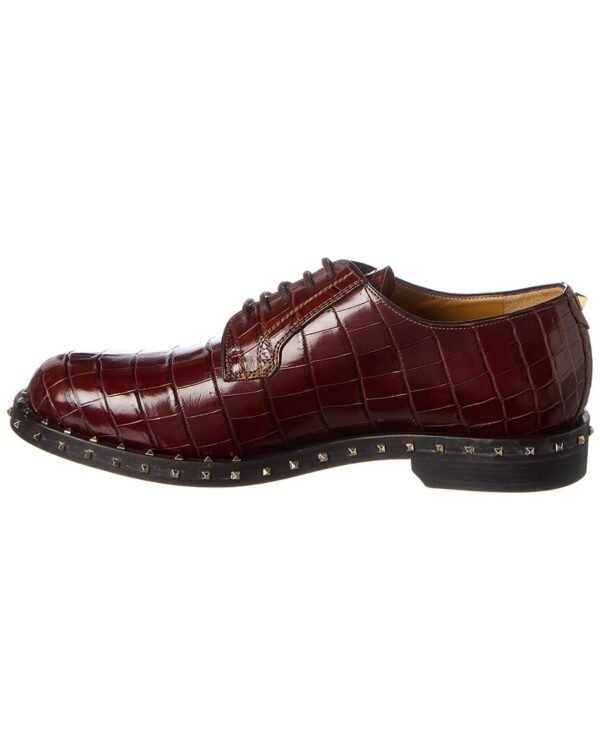 Valentino Rockstud Croc-Embossed Leather Oxford - Image 2