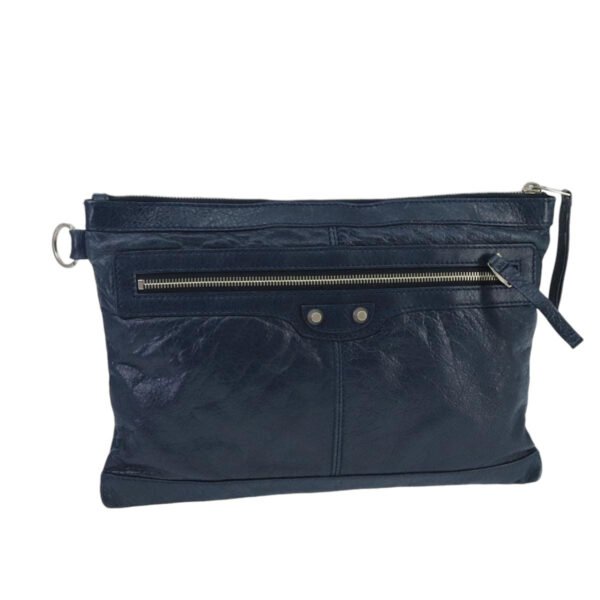 Balenciaga Classic Navy Leather Clutch Bag (Pre-Owned) - Image 3