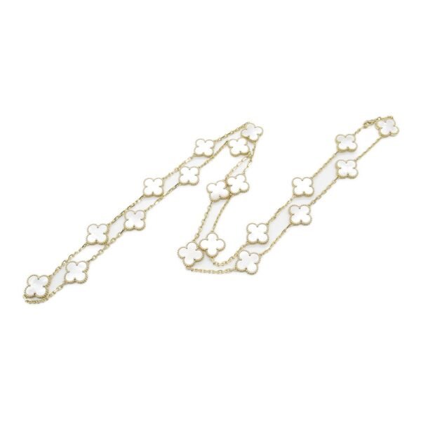 Van Cleef & Arpels Vintage Alhambra Long Necklace 20 Motifs K18 Yellow Gold Mother of Pearl - Image 3