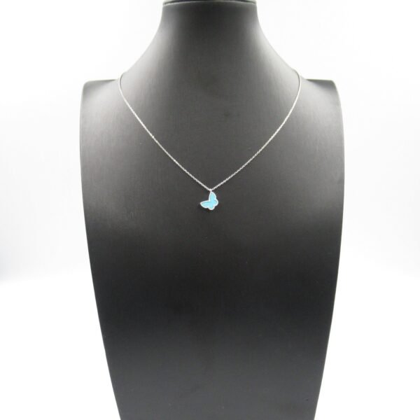Van Cleef & Arpels Sweet Alhambra Butterfly Necklace K18WG Turquoise - Image 9