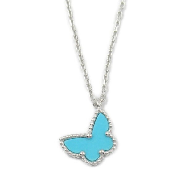 Van Cleef & Arpels Sweet Alhambra Butterfly Necklace K18WG Turquoise - Image 2