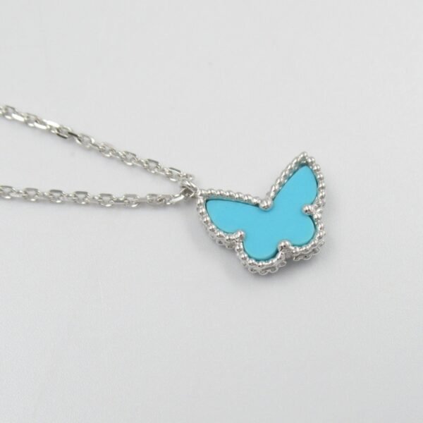 Van Cleef & Arpels Sweet Alhambra Butterfly Necklace K18WG Turquoise - Image 6