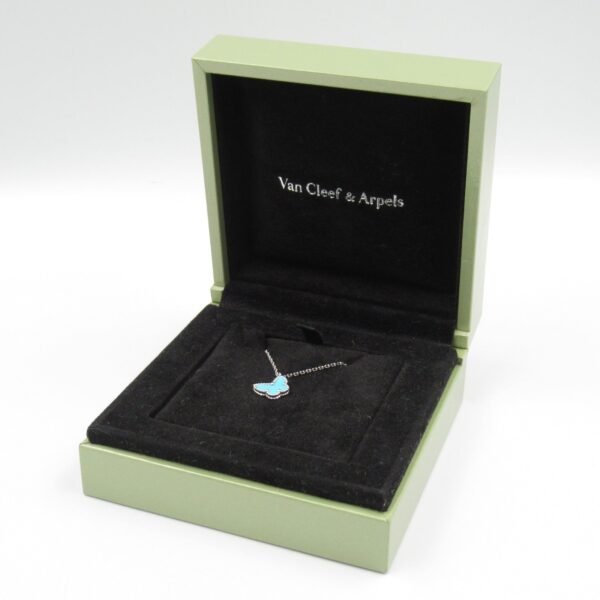 Van Cleef & Arpels Sweet Alhambra Butterfly Necklace K18WG Turquoise - Image 7