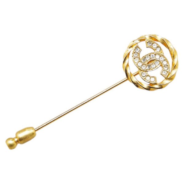 Chanel Coco Mark Rhinestone Brooch Gold