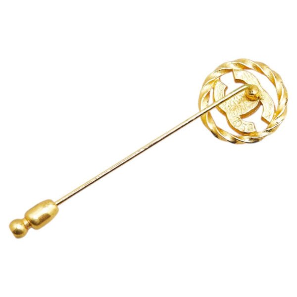 Chanel Coco Mark Rhinestone Brooch Gold - Image 2