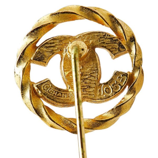 Chanel Coco Mark Rhinestone Brooch Gold - Image 3