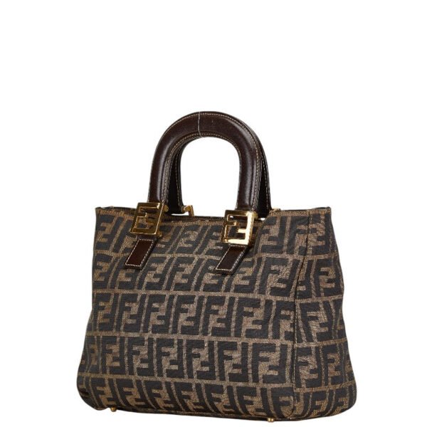 Fendi Zucca Canvas Leather Handbag - Image 2