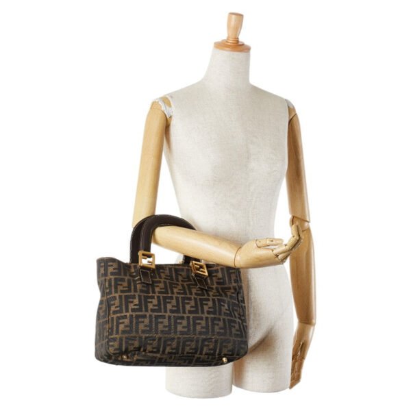 Fendi Zucca Canvas Leather Handbag - Image 8