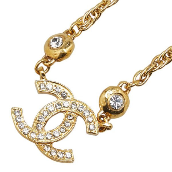 Chanel Coco Mark Rhinestone Necklace Gold