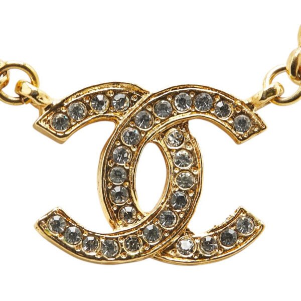 Chanel Coco Mark Rhinestone Necklace Gold - Image 2
