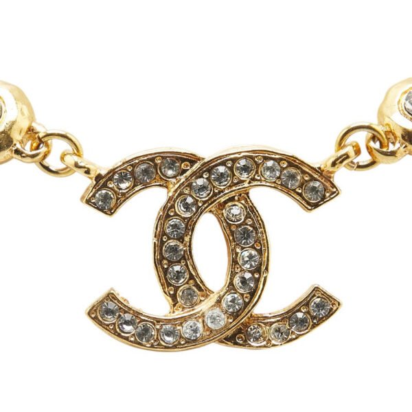 Chanel Coco Mark Rhinestone Necklace Gold - Image 3