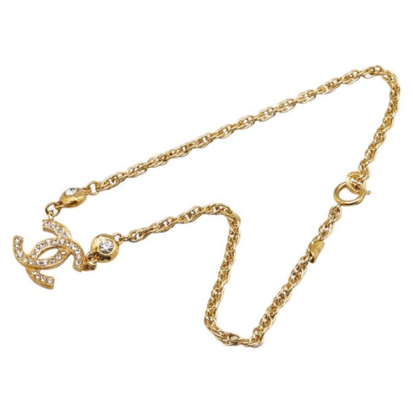 Chanel Coco Mark Rhinestone Necklace Gold - Image 6